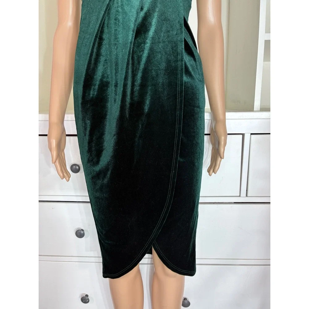 ASOS Velvet Strapless Dress Women Size 4 Green Lace Trim Tulip Skirt Midi